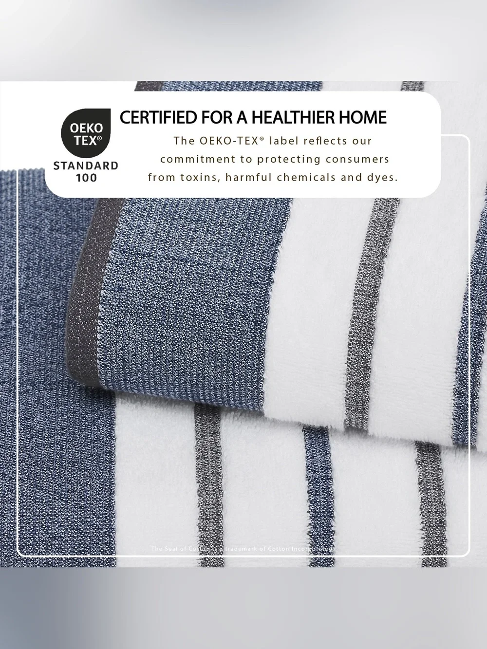 Great bay home Decorative Cotton Stripe Bath Towel Set Noelle Moroccan blue